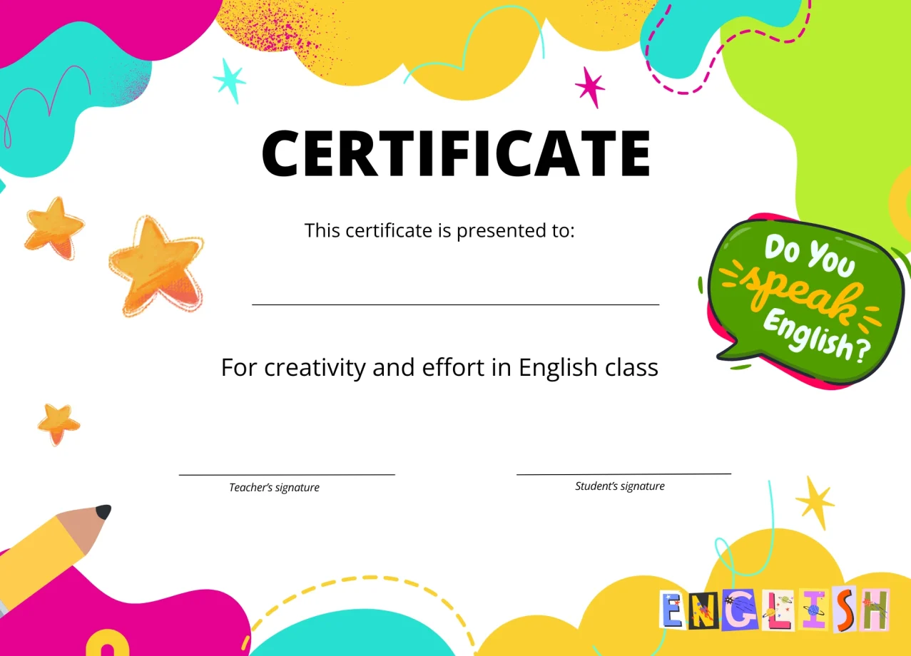 Certificado infantil escolar alegre colorido (2)